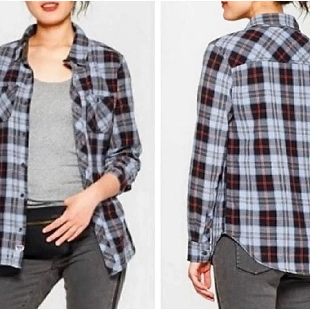 Junk Food Plaid Button Down Flannel sz S